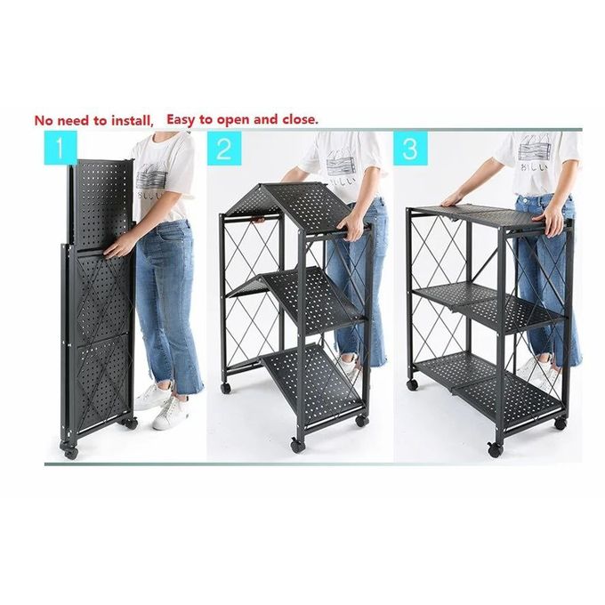 Étagère de rangement à 3 niveaux avec roulettes