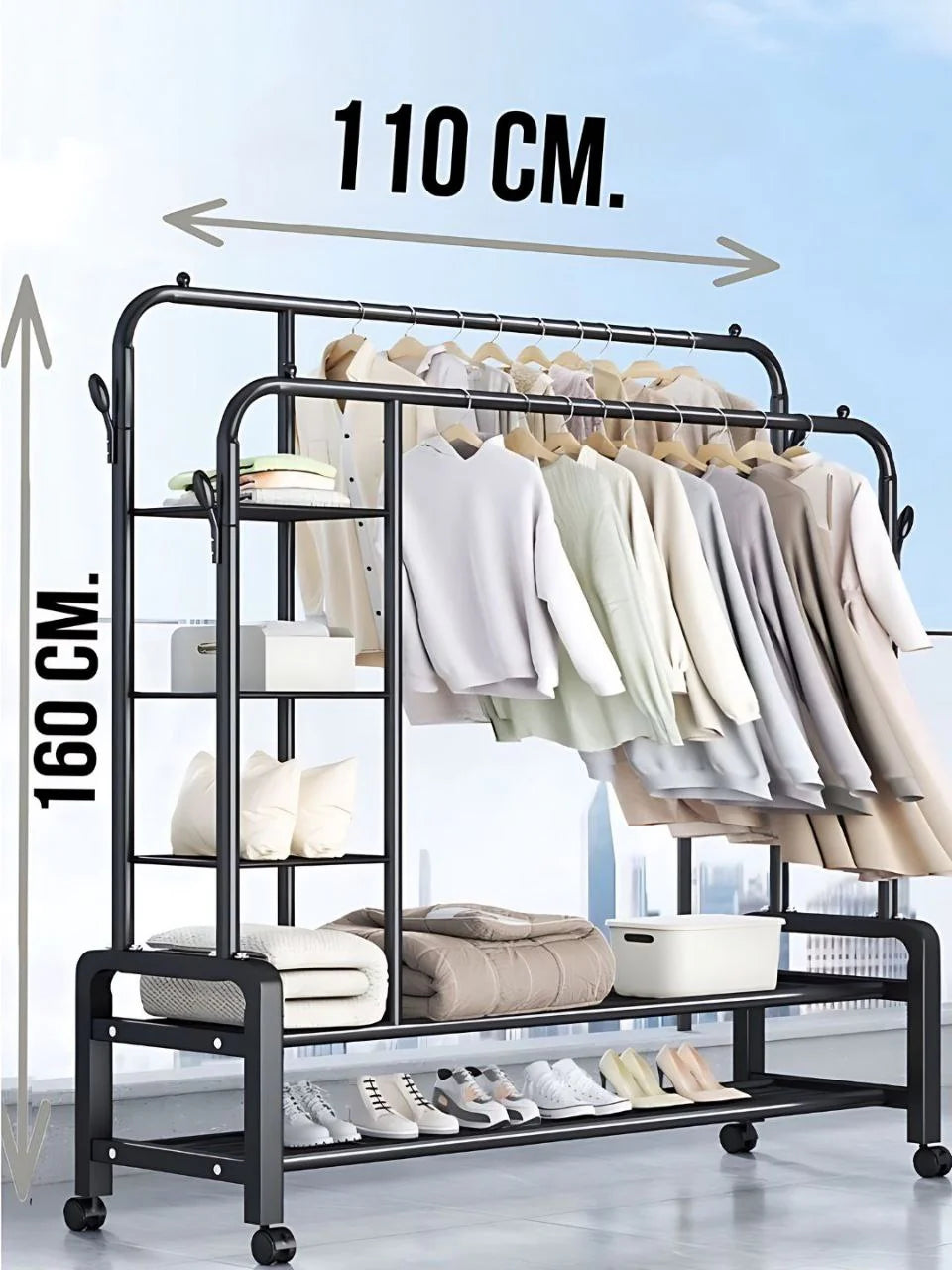 Portant à vêtements 8 en 1 avec une capacité de charge jusqu'à 58 kg