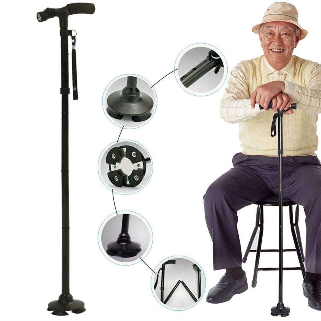Canne de marche pliable et légère