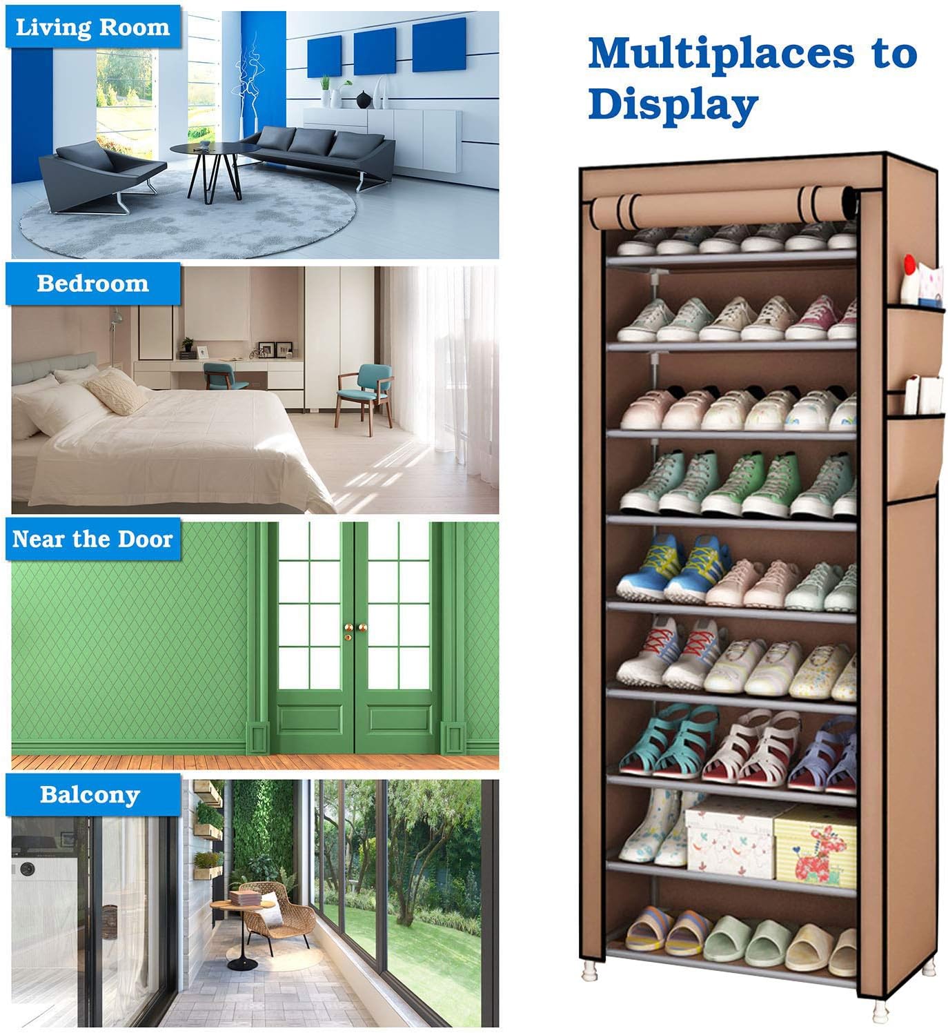 Meuble à chaussures simple à 10 niveaux