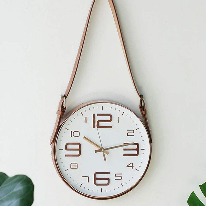 Horloge Suspendue en Similicuir – Déco Moderne et Sophistiquée