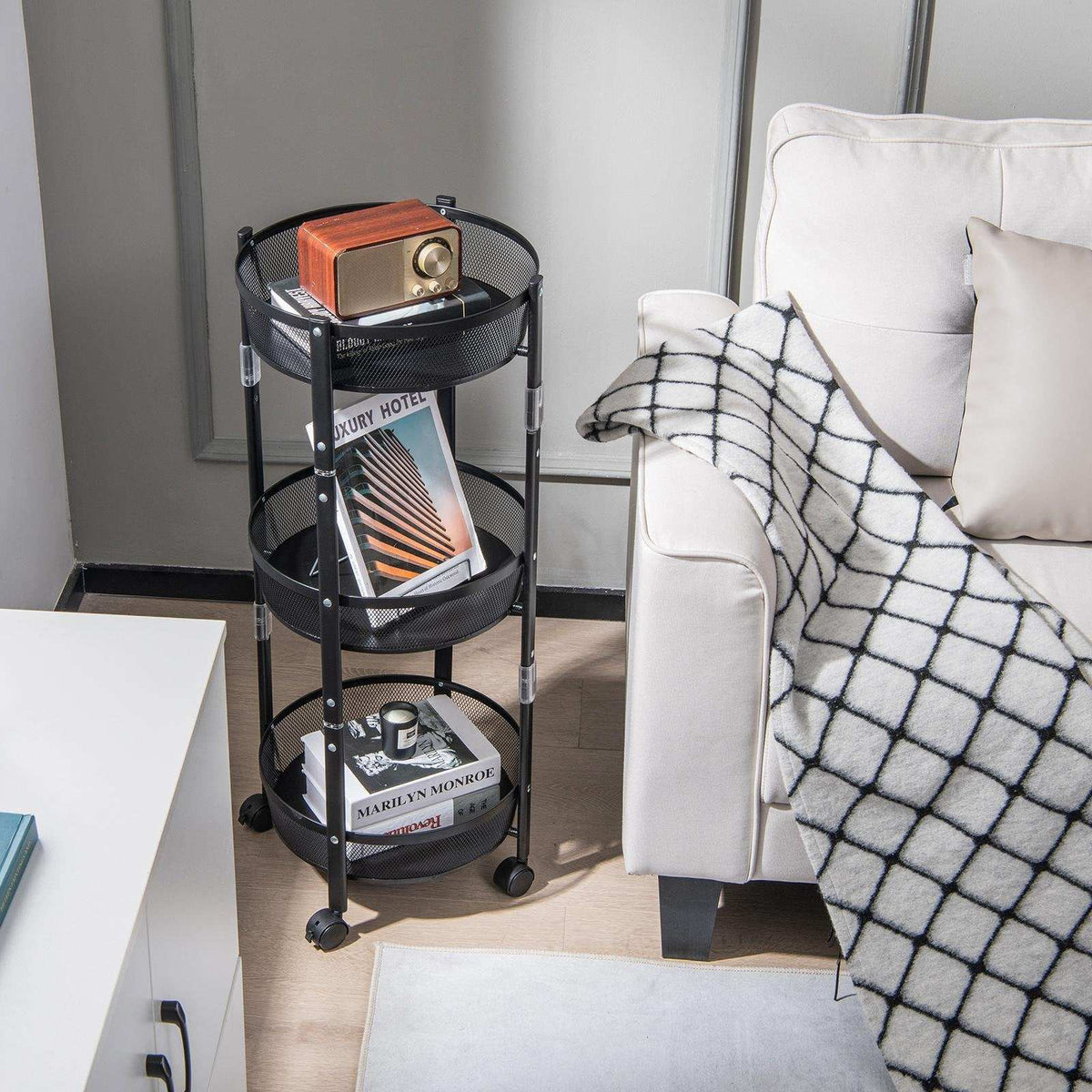 Chariot de Rangement Pliable 3 Niveaux