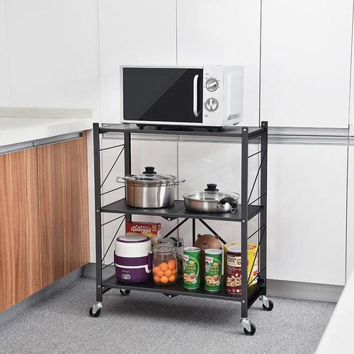 Étagère de rangement à 4 niveaux avec roulettes