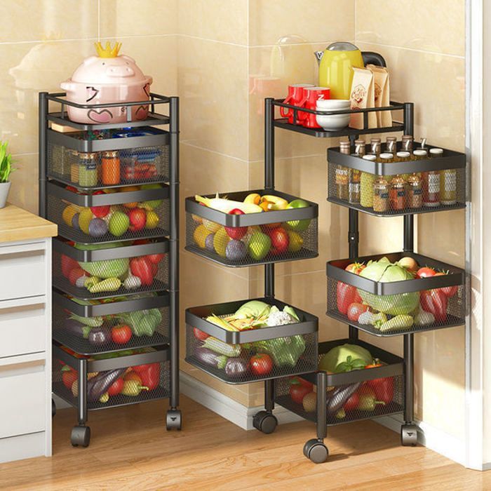ulafbwur Panier de Rangement pour Fruits et légumes, étagères empilables à 5 Niveaux Panier comptoir Cuisine,Garde-Manger,étagère Fine, resserre à légumes,desserte à roulettes ulafbwur Panier de Rangement pour Fruits et légumes, étagères empilables à 5 Niveaux Panier comptoir Cuisine,Garde-Manger,étagère Fine, resserre à légumes,desserte à roulettes