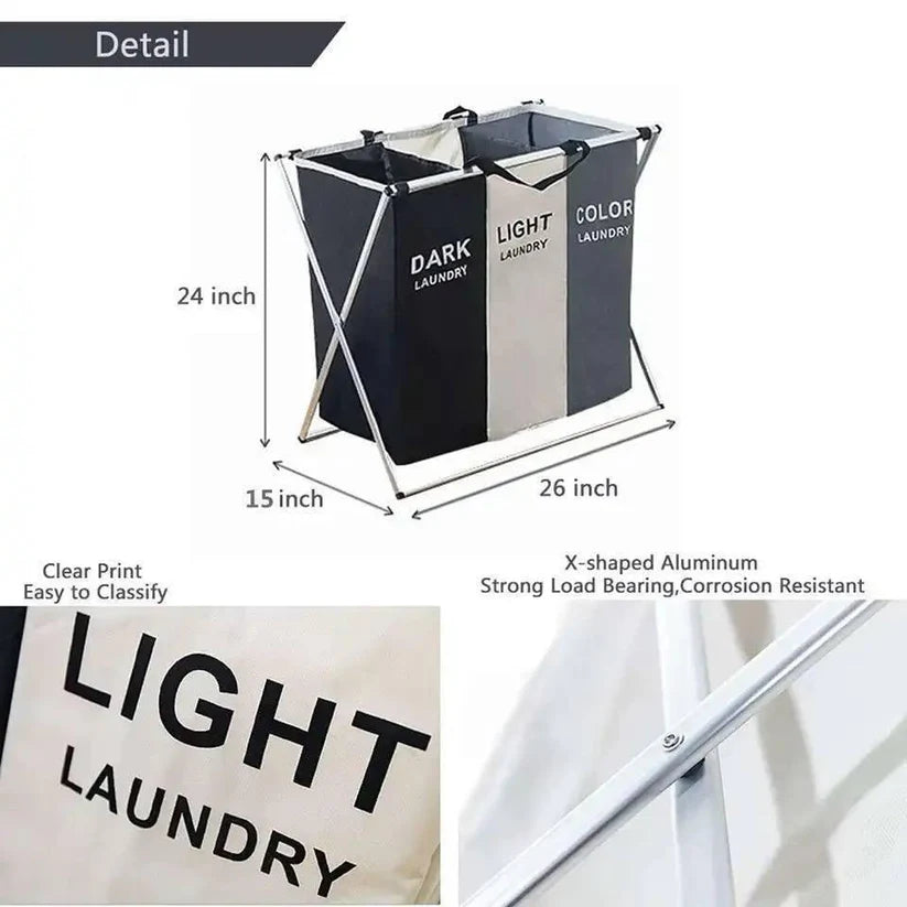 Panier de rangement pour vêtements sales organisateur pliable étanche à trois grilles