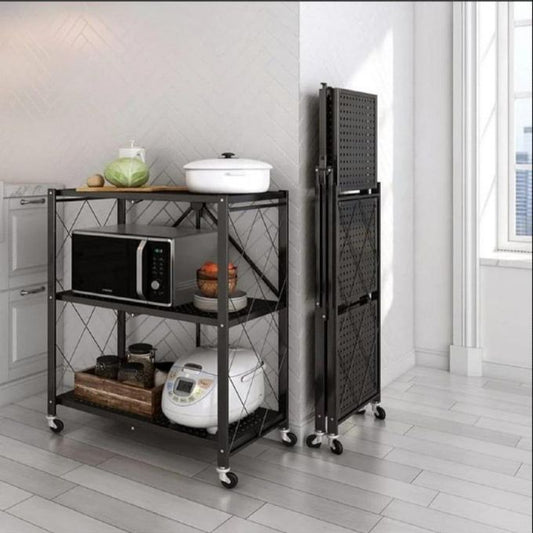 Étagère de rangement à 3 niveaux avec roulettes
