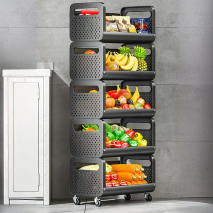 Chariot de Rangement Cuisine à Roulettes 5 Niveaux | Fruits et Légumes