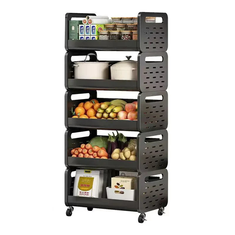 Chariot de Rangement Cuisine à Roulettes 5 Niveaux | Fruits et Légumes