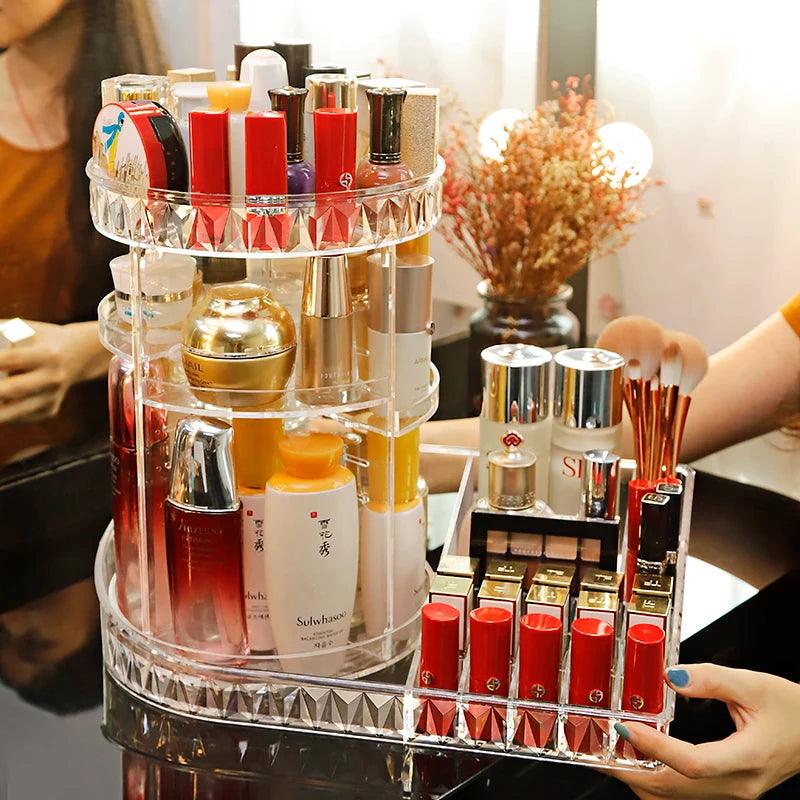 Organisateur cosmétique transparent et élégant avec poignées multifonctions