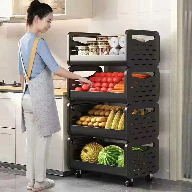 Chariot de Rangement Cuisine à Roulettes 5 Niveaux | Fruits et Légumes