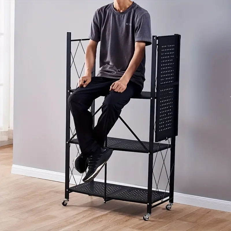 Étagère de rangement à 4 niveaux avec roulettes