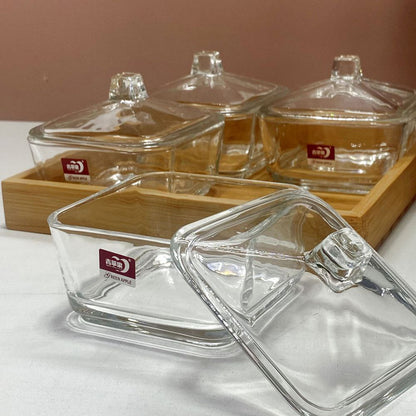 Bols de service à trempette vivana en verre avec couvercles