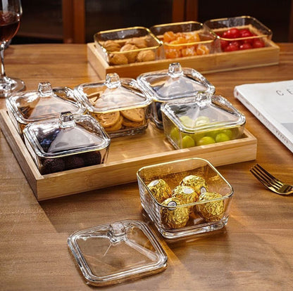 Bols de service à trempette vivana en verre avec couvercles