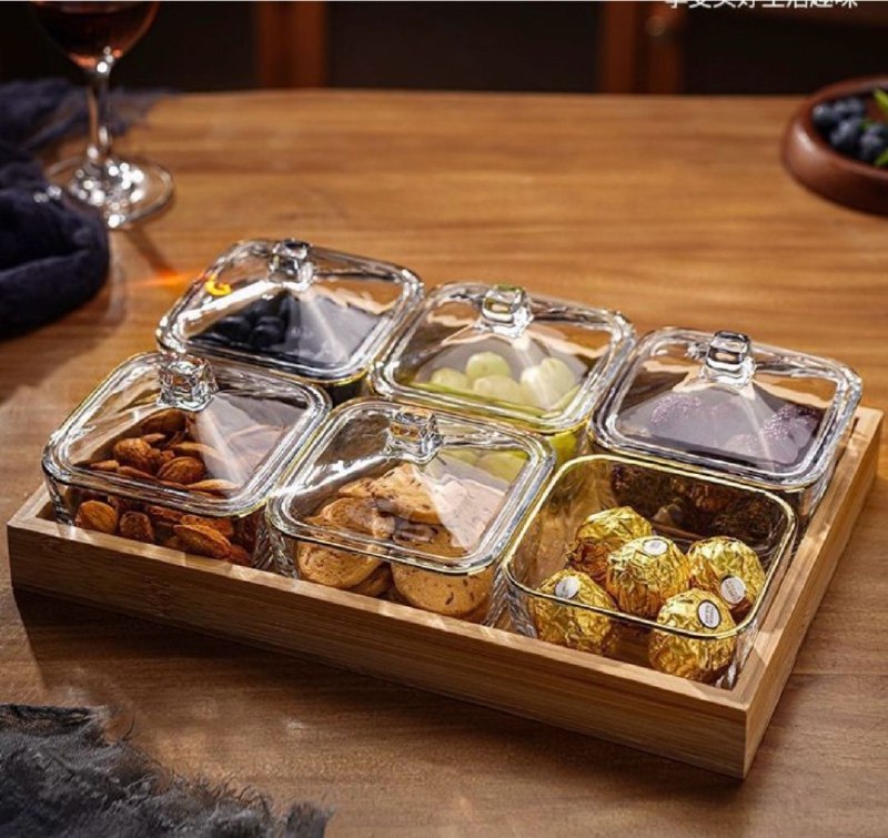 Bols de service à trempette vivana en verre avec couvercles