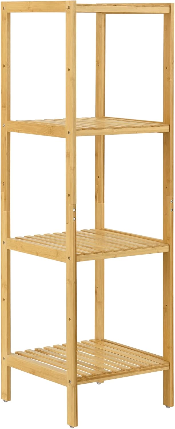 Étagère de Rangement en Bambou à 4 Niveaux