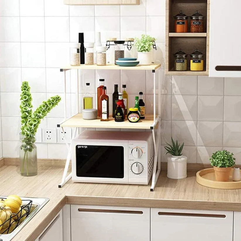 Étagère de Rangement en bois pour Micro-Ondes et épices