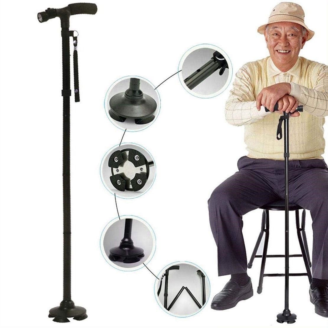 Canne de marche pliable et légère