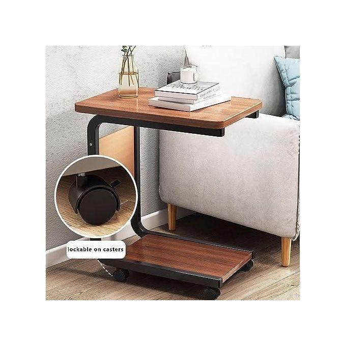 Table d'Appoint Mobile en Forme de C – Support de Rangement à Roulettes