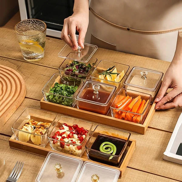 Bols de service à trempette vivana en verre avec couvercles