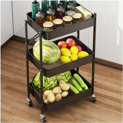 Chariot 3 Etagère Cuisine Service Rangement Anti-Corrosion Multifonction