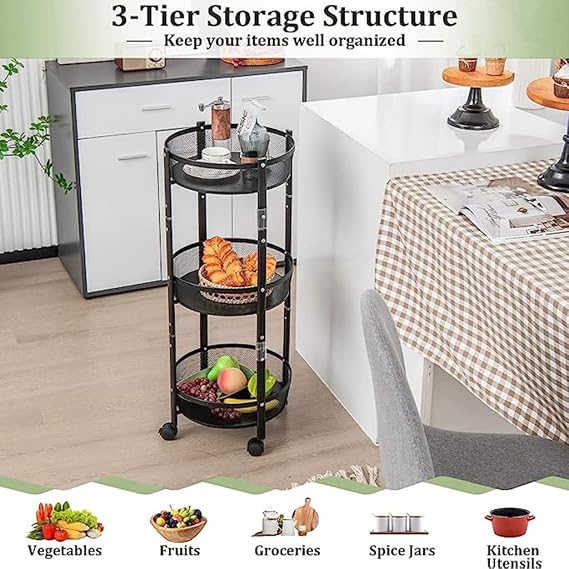 Chariot de Rangement Pliable 3 Niveaux