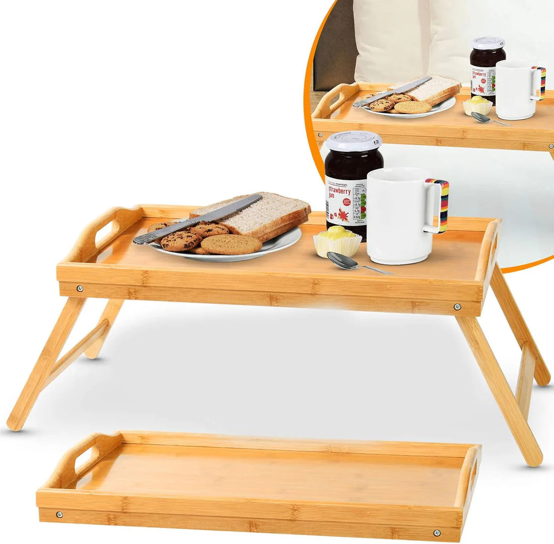 Plateau en bois de bambou Vivana avec pieds pliables