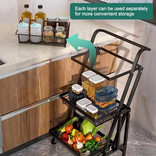 Chariot 3-en-1 Pliable et Mobile | vivana Rangement Intelligent pour la Maison