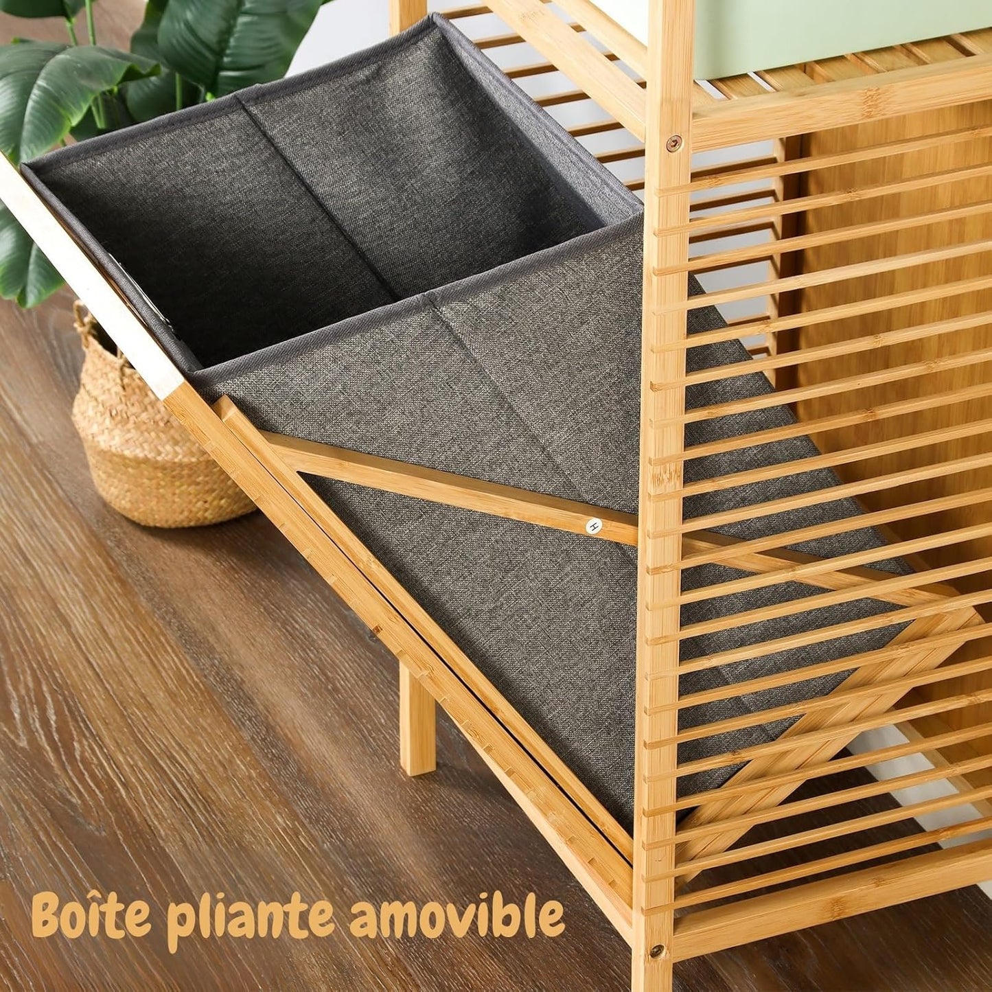 Panier à Linge en Bambou – Bac à Linge Élégant & Pliable pour Salle de Bain