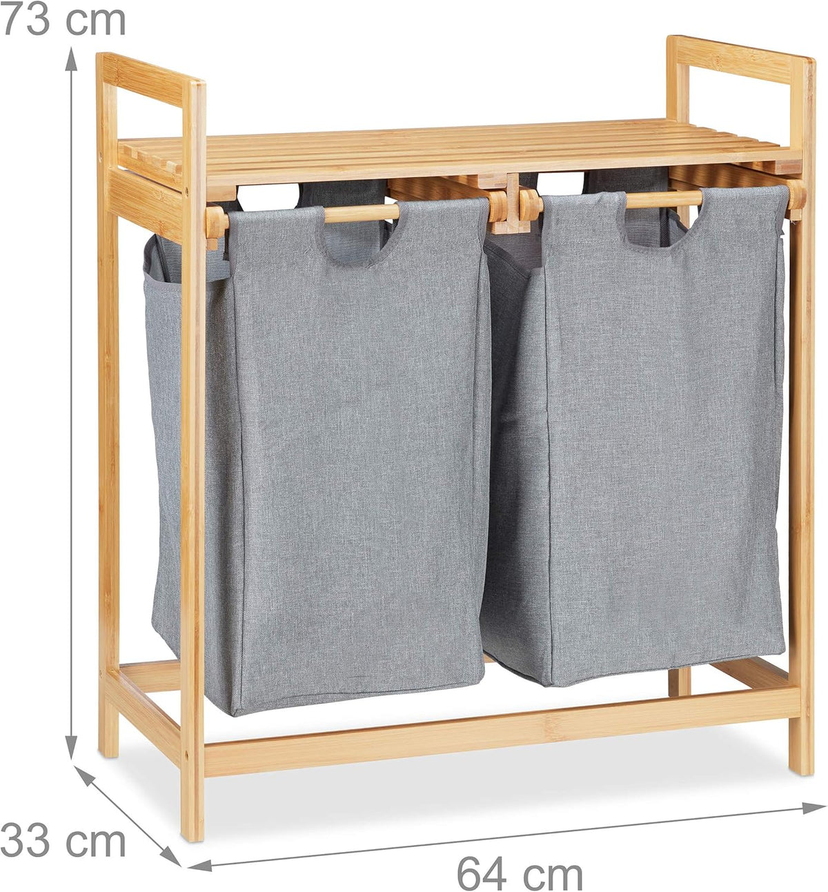 Panier à Linge Double Compartiment en Bambou