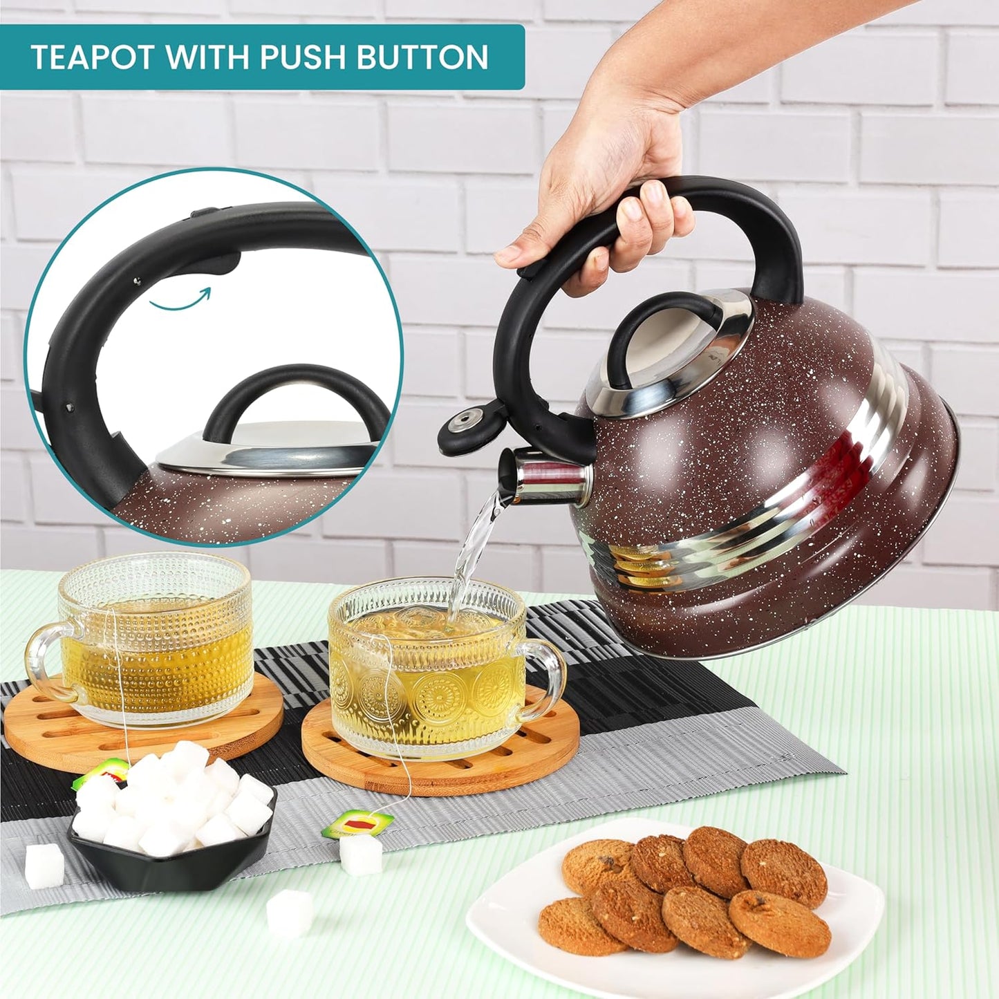 Bouilloire Sifflante Inox 3 L – Chauffe Rapide