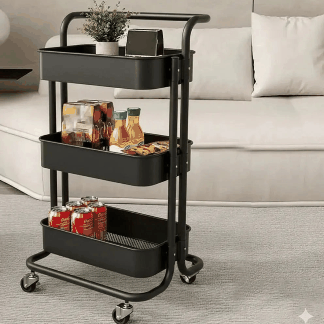 Chariot de Rangement 3 Niveaux avec Roulettes – Organisateur Cuisine Multifonction