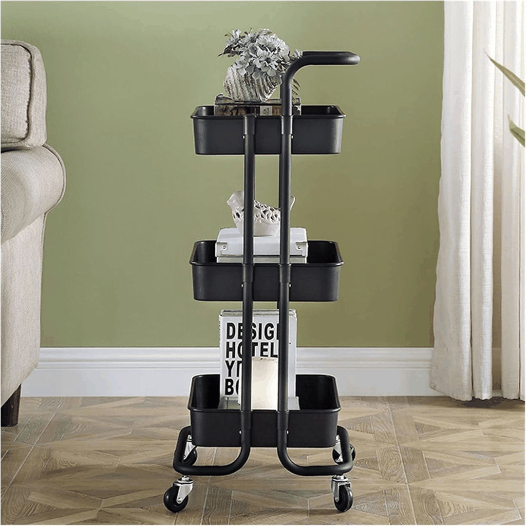 Chariot de Rangement 3 Niveaux avec Roulettes – Organisateur Cuisine Multifonction
