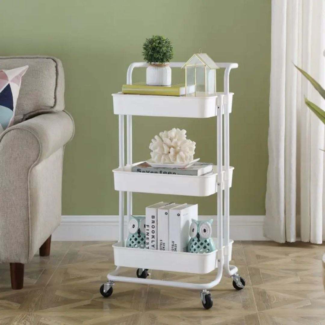 Chariot de Rangement 3 Niveaux avec Roulettes – Organisateur Cuisine Multifonction