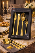 Ménagère Dorée 24 Pièces – Acier Inoxydable Haute Qualité