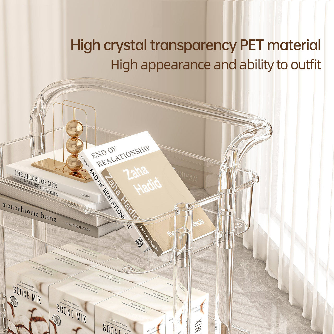 chariot vivana de rangement utilitaire transparent