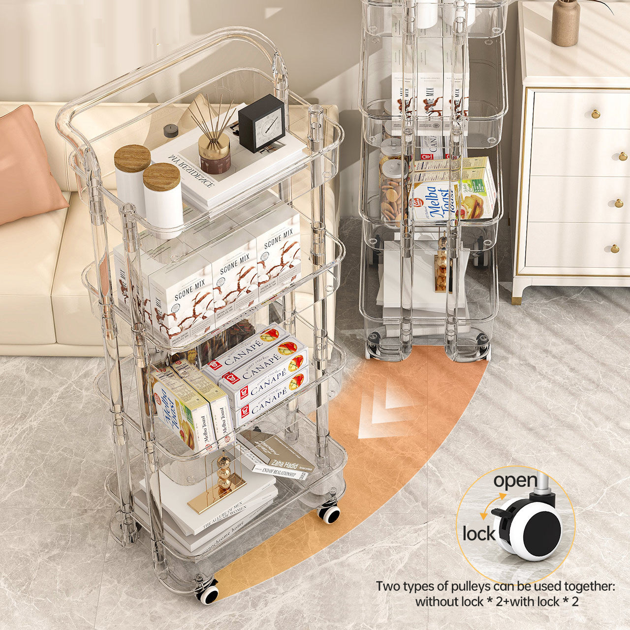 chariot vivana de rangement utilitaire transparent