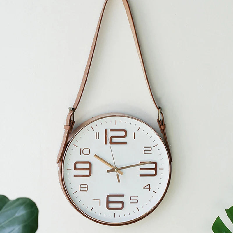 Horloge Suspendue en Similicuir – Déco Moderne et Sophistiquée