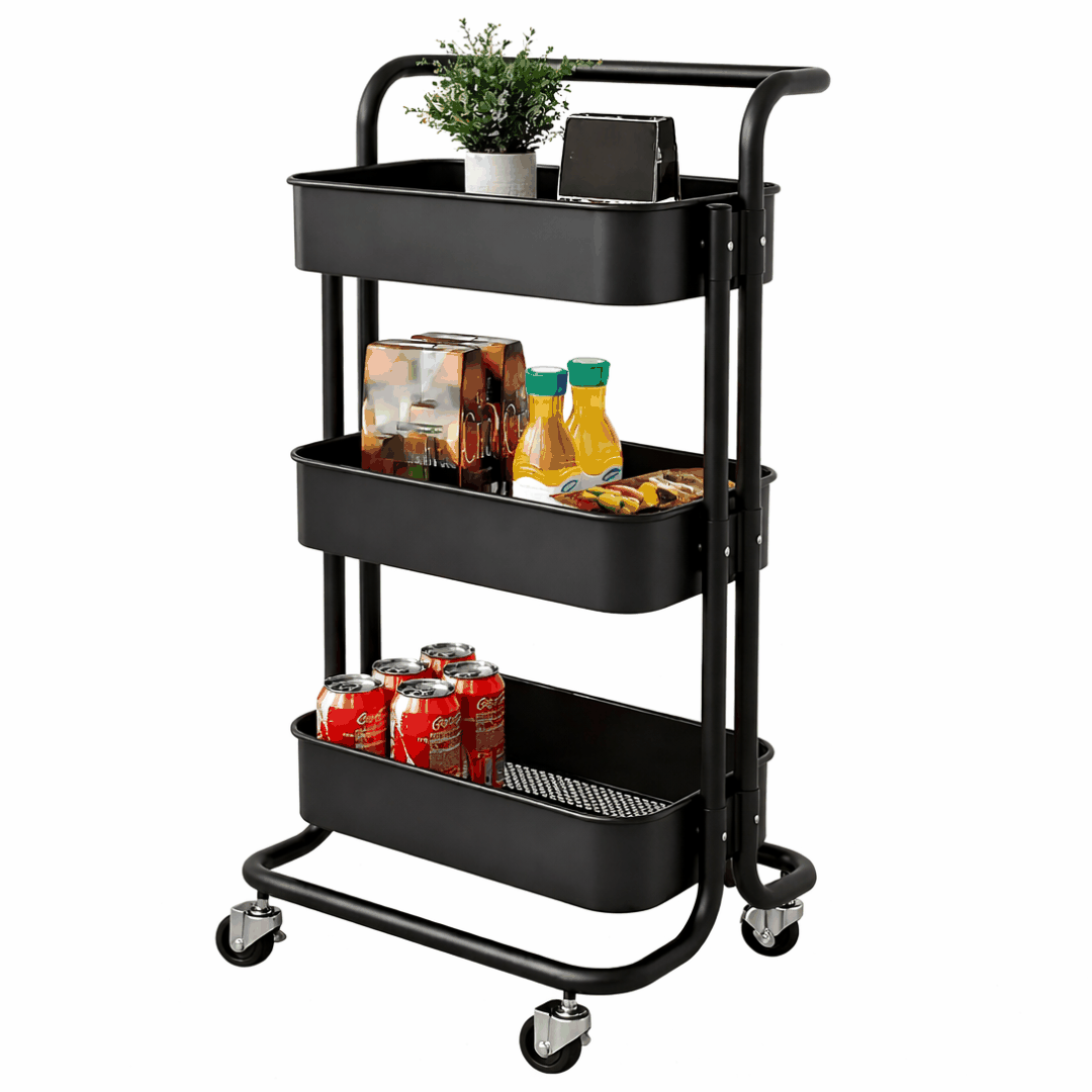 Chariot de Rangement 3 Niveaux avec Roulettes – Organisateur Cuisine Multifonction