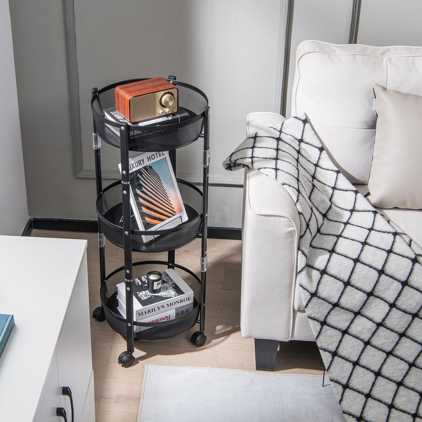 Chariot de Rangement Pliable 3 Niveaux