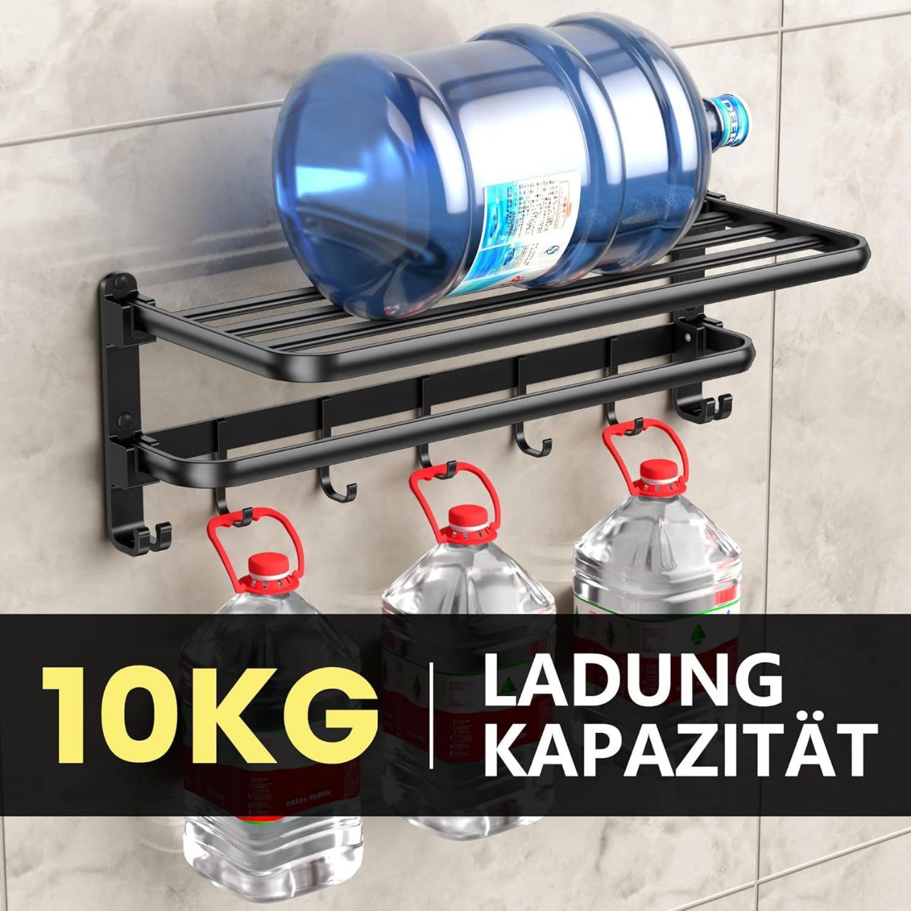 Porte-serviettes mural en aluminium noir