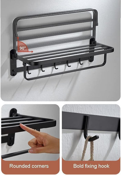 Porte-serviettes mural en aluminium noir