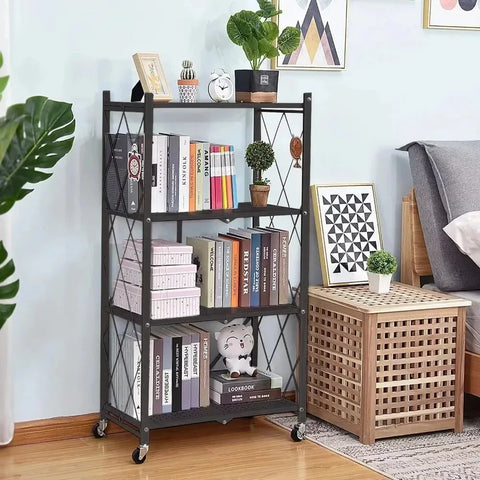 Étagère de rangement à 4 niveaux avec roulettes