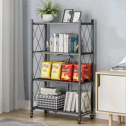 Étagère de rangement à 4 niveaux avec roulettes