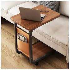 Table d'Appoint Mobile en Forme de C – Support de Rangement à Roulettes