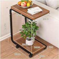 Table d'Appoint Mobile en Forme de C – Support de Rangement à Roulettes