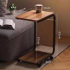 Table d'Appoint Mobile en Forme de C – Support de Rangement à Roulettes