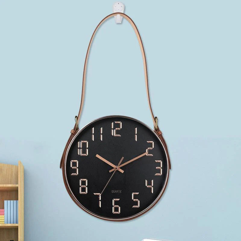 Horloge Suspendue en Similicuir – Déco Moderne et Sophistiquée